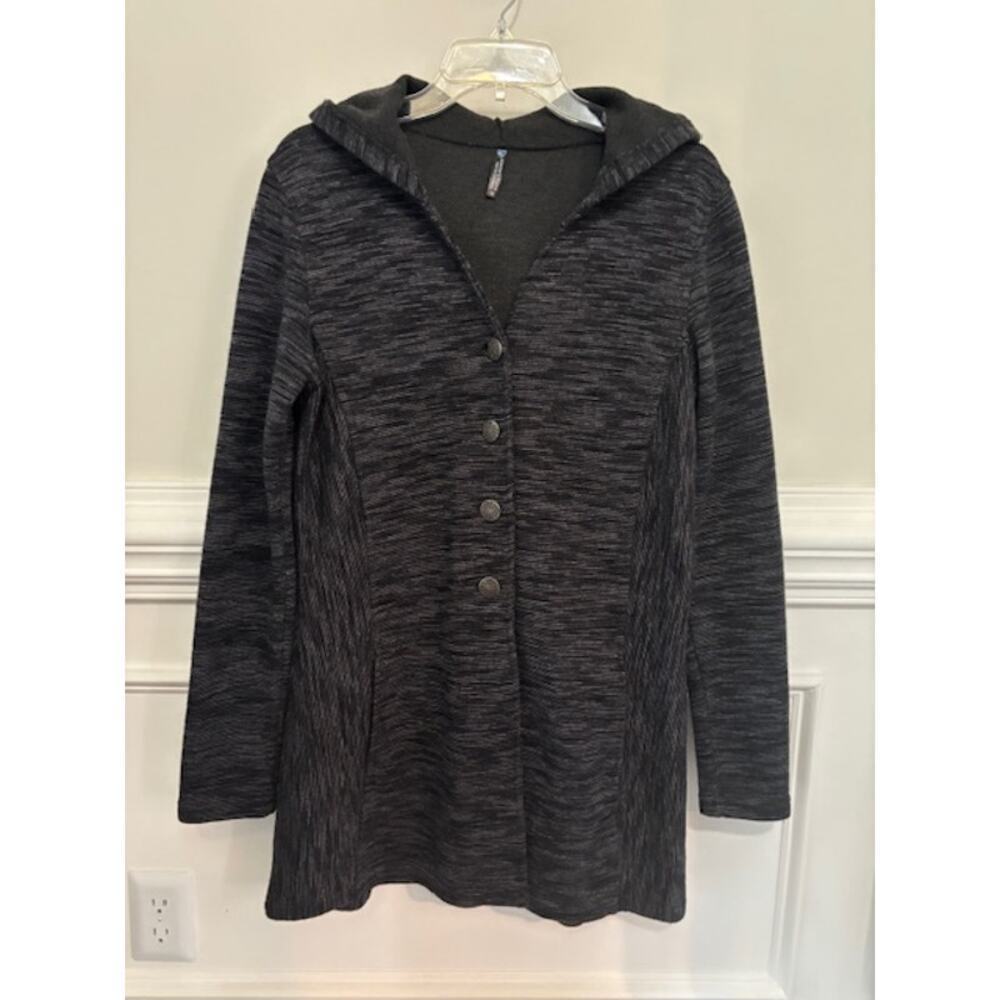 KUHL Isla Hooded Sweater Jacket Womens Medium Wool Blend Mid Length Gray